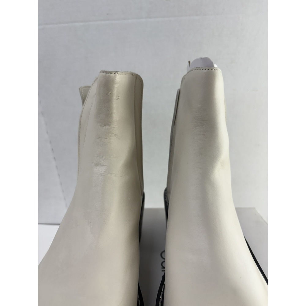 Calvin Klein Women's Amina Leather Block Heel Chelsea Boots Chic Cream Size 8M - Picture 7 of 8